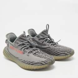 Yeezy x Adidas Grey Knit Fabric Boost 350 V2 Beluga 2.0 Sneakers Size 46