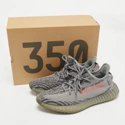Yeezy x Adidas Grey Knit Fabric Boost 350 V2 Beluga 2.0 Sneakers Size 46