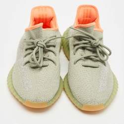 Pre Owned Yeezy x Adidas Green Knit Fabric Boost 350 V2 Desert Sage Sneakers Size 43 1/3