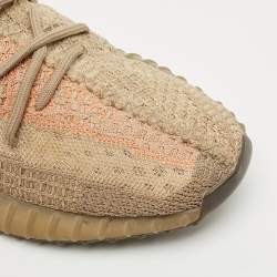 Pre Owned Yeezy x Adidas Brown Knit Fabric Boost 350 V2 Sand Taupe Sneakers Size 44 2/3
