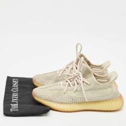 Pre Owned Yeezy x Adidas Pale Green Knit Fabric Boost 350 V2 Citrin (Non-Reflective) Sneakers Size 40