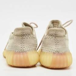 Pre Owned Yeezy x Adidas Pale Green Knit Fabric Boost 350 V2 Citrin (Non-Reflective) Sneakers Size 40