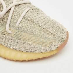 Pre Owned Yeezy x Adidas Pale Green Knit Fabric Boost 350 V2 Citrin (Non-Reflective) Sneakers Size 40