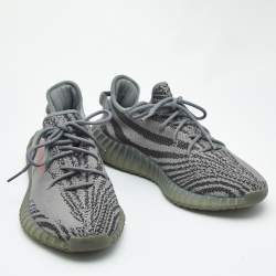 Pre Owned Yeezy x Adidas Grey Knit Fabric Boost 350 V2 Beluga 2.0 Sneakers Size 48