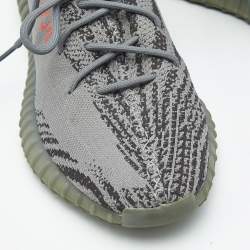 Pre Owned Yeezy x Adidas Grey Knit Fabric Boost 350 V2 Beluga 2.0 Sneakers Size 48