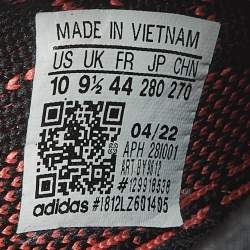 Pre Owned Yeezy x Adidas Black/Red Knit Fabric Boost 350 V2 Core Black Red Sneakers Size 44