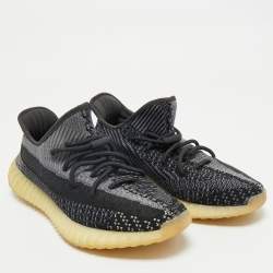Pre Owned Yeezy x Adidas Black/Blue Knit Fabric Boost 350 V2 Carbon Sneakers Size 43 1/3