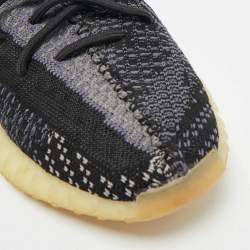 Pre Owned Yeezy x Adidas Black/Blue Knit Fabric Boost 350 V2 Carbon Sneakers Size 43 1/3