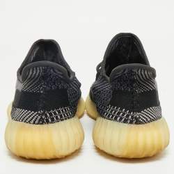 Pre Owned Yeezy x Adidas Black/Blue Knit Fabric Boost 350 V2 Carbon Sneakers Size 43 1/3