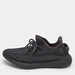 Pre Owned Yeezy x Adidas Black Knit Fabric Boost 350 V2 Black (Non-Reflective) Sneakers Size 43 1/3