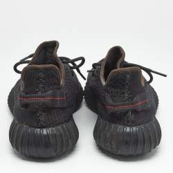 Pre Owned Yeezy x Adidas Black Knit Fabric Boost 350 V2 Black (Non-Reflective) Sneakers Size 43 1/3