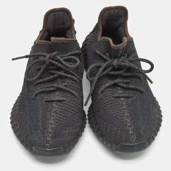 Pre Owned Yeezy x Adidas Black Knit Fabric Boost 350 V2 Black (Non-Reflective) Sneakers Size 43 1/3