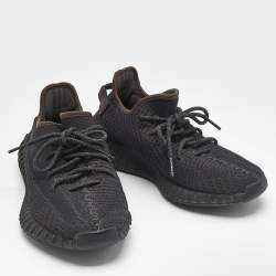 Pre Owned Yeezy x Adidas Black Knit Fabric Boost 350 V2 Black (Non-Reflective) Sneakers Size 43 1/3