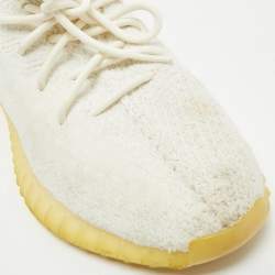 Pre Owned Yeezy x Adidas  White Knit Fabric Boost 350 V2 White  Sneakers Size 43 1/3