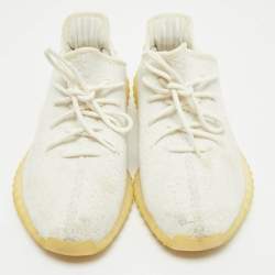 Pre Owned Yeezy x Adidas  White Knit Fabric Boost 350 V2 White  Sneakers Size 43 1/3
