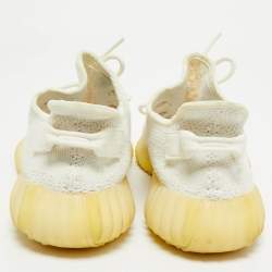 Pre Owned Yeezy x Adidas  White Knit Fabric Boost 350 V2 White  Sneakers Size 43 1/3