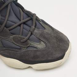 Pre Owned Yeezy x Adidas Blue/Grey Neoprene and Suede 500 High Slate Sneakers Size 44 2/3