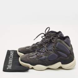 Pre Owned Yeezy x Adidas Blue/Grey Neoprene and Suede 500 High Slate Sneakers Size 44 2/3