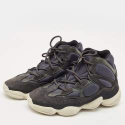 Pre Owned Yeezy x Adidas Blue/Grey Neoprene and Suede 500 High Slate Sneakers Size 44 2/3