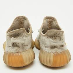 Pre Owned Yeezy x Adidas Grey Knit Fabric Boost 350 V2 Sesame Sneakers Size 36 2/3