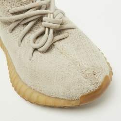 Pre Owned Yeezy x Adidas Grey Knit Fabric Boost 350 V2 Sesame Sneakers Size 36 2/3