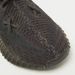 Pre Owned Yeezy x Adidas Black Knit Fabric Boost 350 V2 Black Non-Reflective Sneakers Size 37 1/3