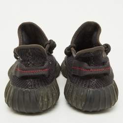 Pre Owned Yeezy x Adidas Black Knit Fabric Boost 350 V2 Black Non-Reflective Sneakers Size 37 1/3