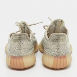 Pre Owned Yeezy x Adidas Pale Green Knit Fabric Boost 350 V2 Citrin (Non-Reflective) Sneakers Size 38.5
