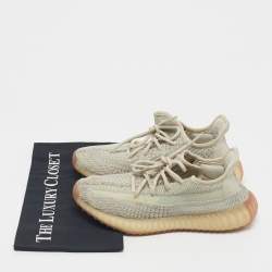 Pre Owned Yeezy x Adidas Pale Green Knit Fabric Boost 350 V2 Citrin (Non-Reflective) Sneakers Size 38.5