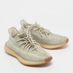 Pre Owned Yeezy x Adidas Pale Green Knit Fabric Boost 350 V2 Citrin (Non-Reflective) Sneakers Size 38.5