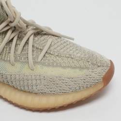 Pre Owned Yeezy x Adidas Pale Green Knit Fabric Boost 350 V2 Citrin (Non-Reflective) Sneakers Size 38.5