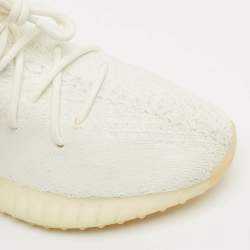 Pre Owned Yeezy x Adidas White Knit Fabric Boost 350 V2 Cream White Sneakers Size 44