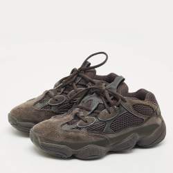 Pre Owned Yeezy x Adidas Black Mesh and Suede 500 Utility Black Sneakers Size 39 1/3