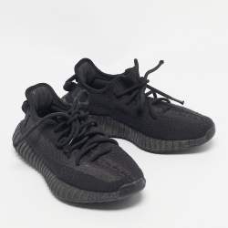 Pre Owned Yeezy x Adidas Black Knit Fabric Boost 350 V2 Onyx Sneakers Size 36 2/3