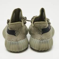Pre Owned Yeezy x Adidas Grey Knit Fabric Boost 350 V2 Granite Sneakers Size 42