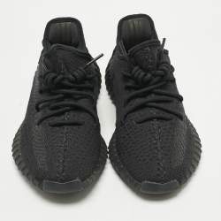 Pre Owned Yeezy x Adidas Black Knit Fabric Boost 350 V2 Onyx Sneakers Size 41 1/3