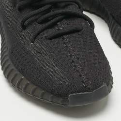 Pre Owned Yeezy x Adidas Black Knit Fabric Boost 350 V2 Onyx Sneakers Size 41 1/3