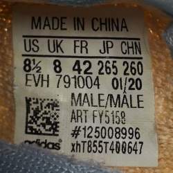 Pre Owned Yeezy x Adidas Beige/Blue Knit Fabric Boost 350 V2 Linen Sneakers Size 42