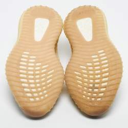 Pre Owned Yeezy x Adidas Beige/Blue Knit Fabric Boost 350 V2 Linen Sneakers Size 42