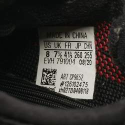 Pre Owned Yeezy x Adidas Black Knit Fabric Boost 350 V2 Black Red Sneakers 41 1/3