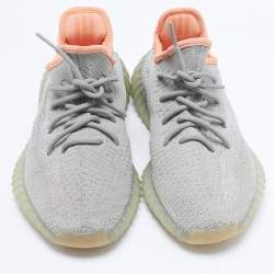 Pre Owned Yeezy x Adidas Green Knit Fabric Boost 350 V2 Desert Sage Sneakers Size 42