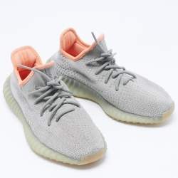 Pre Owned Yeezy x Adidas Green Knit Fabric Boost 350 V2 Desert Sage Sneakers Size 42