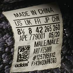 Pre Owned Yeezy x Adidas Black/Blue Knit Fabric Boost 350 V2 Carbon Sneakers Size 42