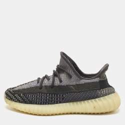 Yeezy x Adidas Black/Blue Knit Fabric Boost 350 V2 Carbon Sneakers Size 42