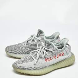 Pre Owned Yeezy x Adidas Light Blue Cotton Knit Boost 350 V2 Blue Tint Sneakers Size 40 2/3