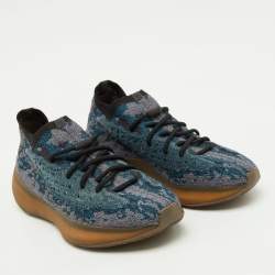 Pre Owned Yeezy x Adidas Blue/Grey Knit Fabric Boost 380 Covellite Low Top Sneakers Size 43 1/3