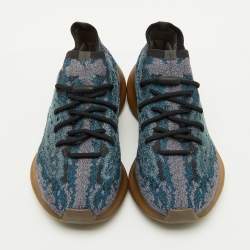 Pre Owned Yeezy x Adidas Blue/Grey Knit Fabric Boost 380 Covellite Low Top Sneakers Size 43 1/3