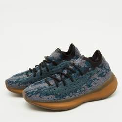 Pre Owned Yeezy x Adidas Blue/Grey Knit Fabric Boost 380 Covellite Low Top Sneakers Size 43 1/3