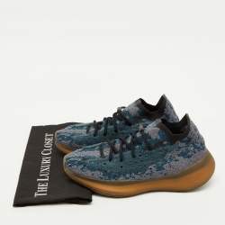 Pre Owned Yeezy x Adidas Blue/Grey Knit Fabric Boost 380 Covellite Low Top Sneakers Size 43 1/3