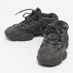 Pre Owned Yeezy x Adidas Black Mesh and Suede 500 Utility Black Sneakers Size 38